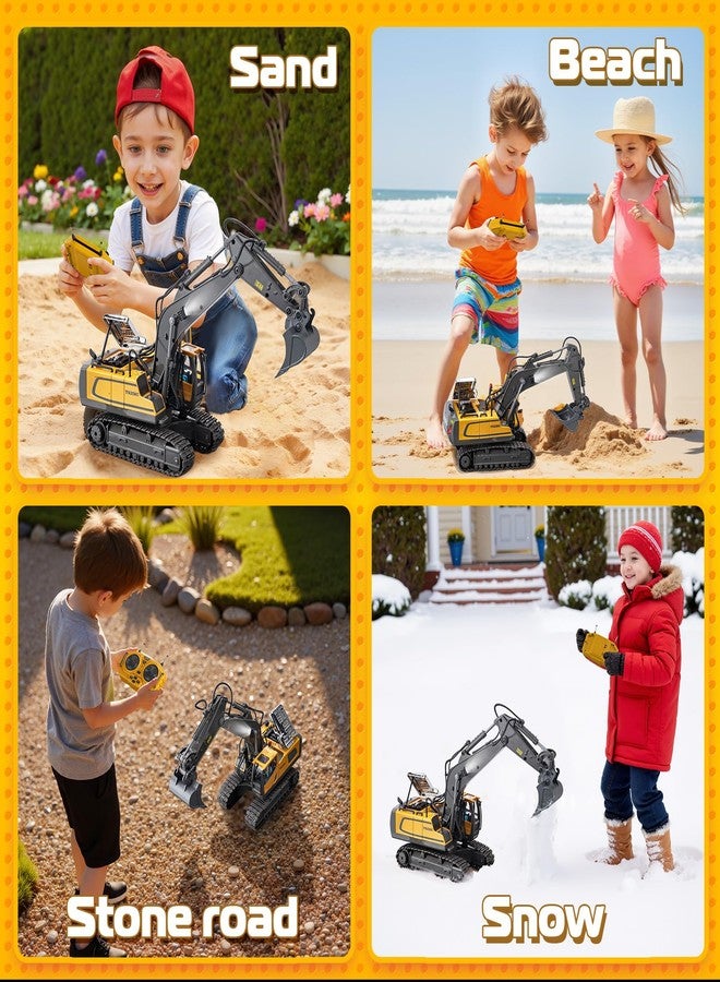 Samtop Remote Control Excavator Toys, 11 Channel 1:20 RC Construction Vehicles, 680° Rotation Hydraulic Car Toys for 6 7 8 9 10 11 12 Year Old Boys Kids, RC Truck Digger Toys Christmas Birthday Gifts - Image 5